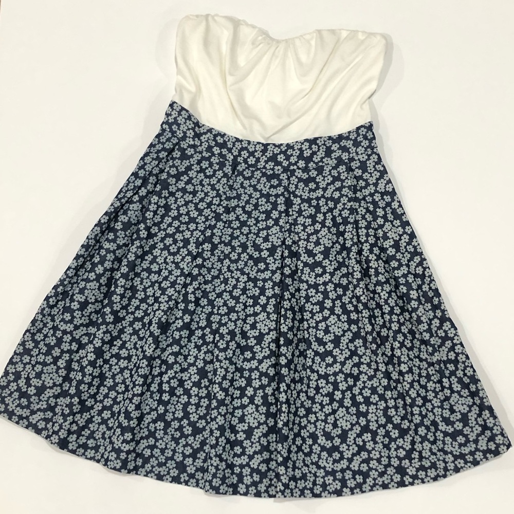 Strapless Floral & White Dress